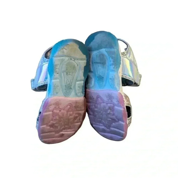 Disney Frozen Sparkles Elsa Light Up Silver Blue Girls Toddler Sandals SZ 11 - Picture 2 of 8